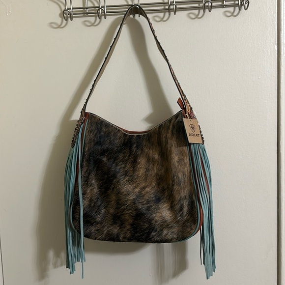 Ariat Handbags - NWT Ariat Lorelei Fringe Leather Calf Hair Shoulder Western Bag